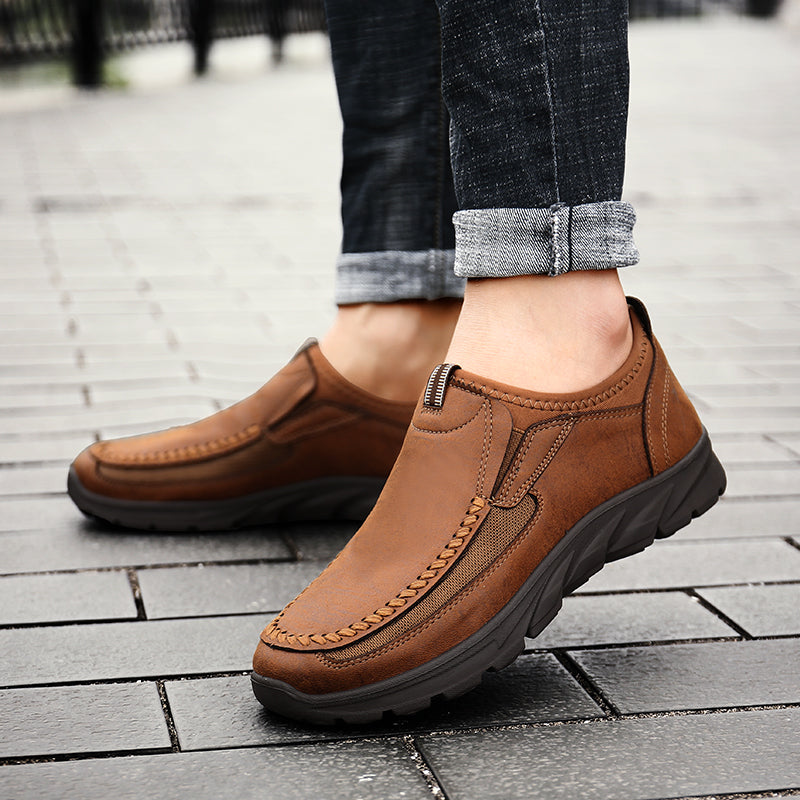 Men's Breathable Leather Moccasins | Plus Size Driving Shoes