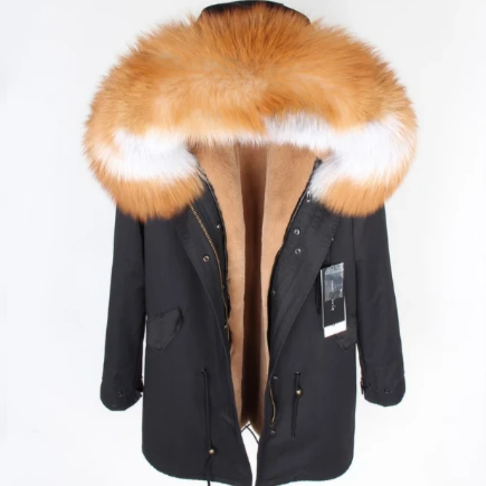 Women's Winter Casual Long Slim Thick Parka With Fox Fur