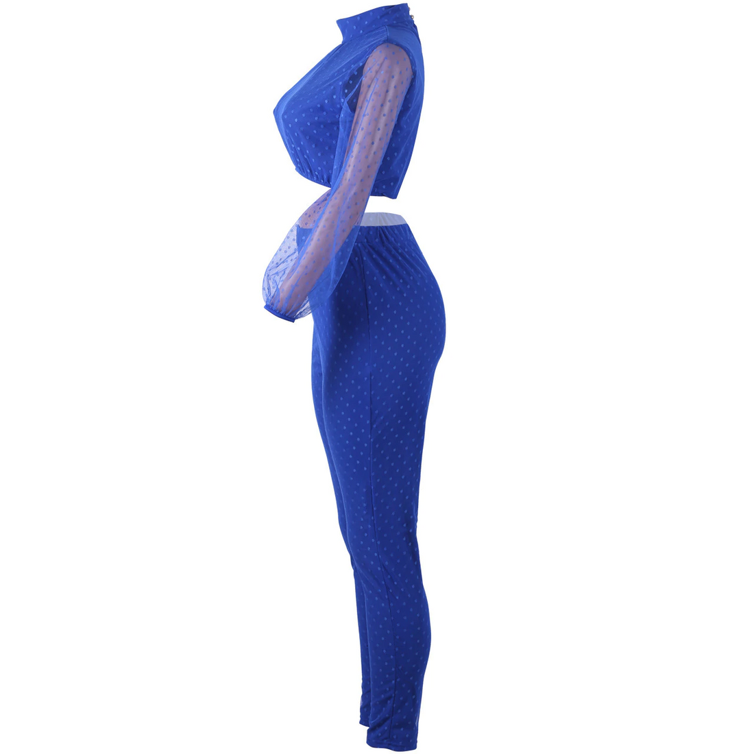 Women's Mesh Lace Long-Sleeved Two-Piece Jumpsuit