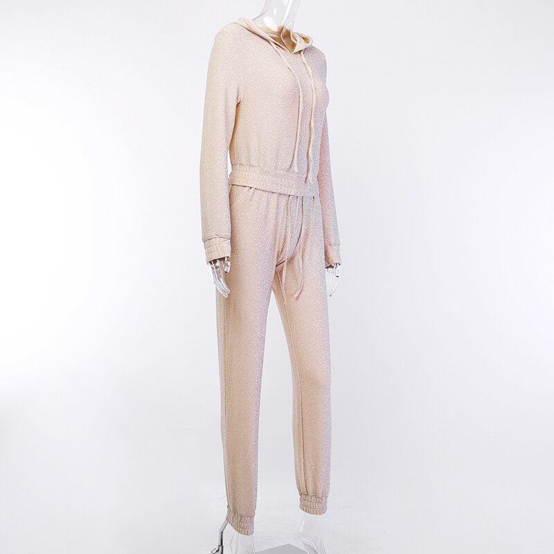 Women's Autumn Long Sleeve Elastic Slim Two-Piece Suit