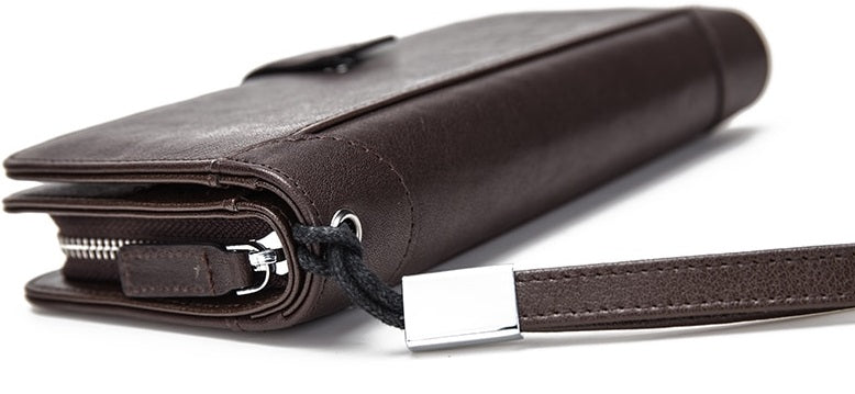 Men's Genuine Leather Long Wallet With Zipper