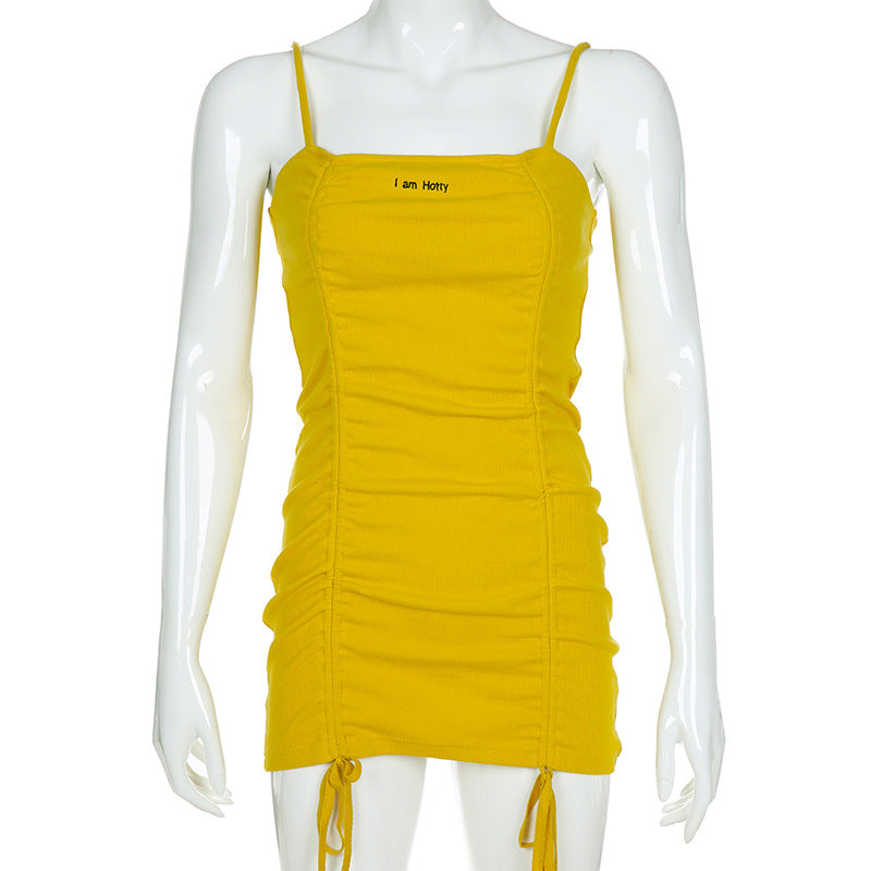 Women's Summer Ruched Bodycon Mini Dress "I am hotty"