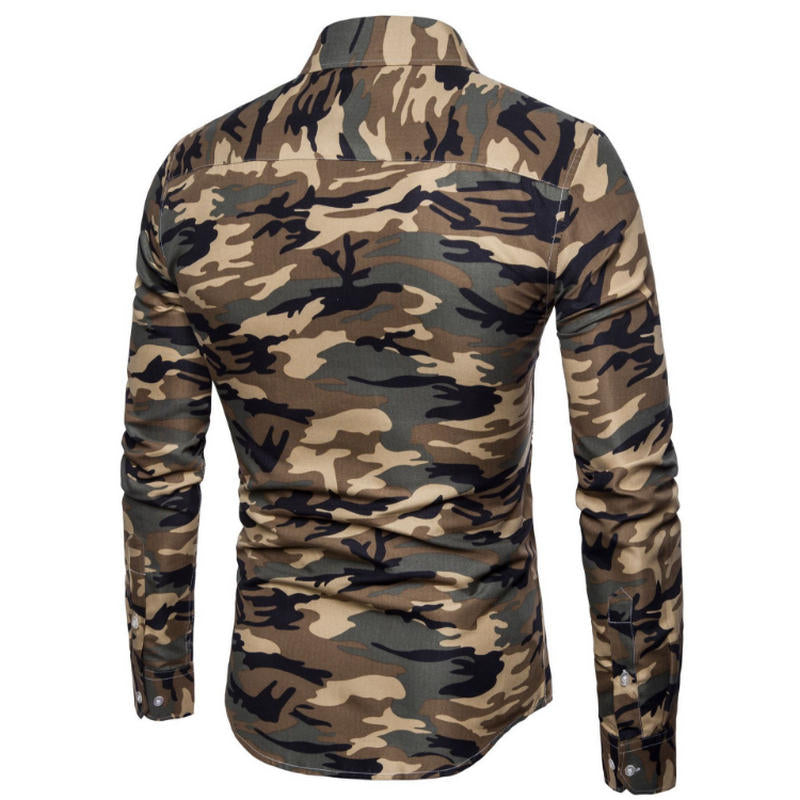 Men's Casual Camouflage Long Sleeve Shirt