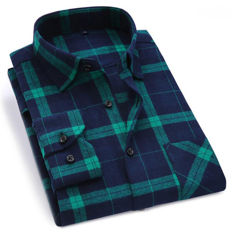Men's Spring/Autumn Casual Cotton Long Sleeved Shirt | Plus Size