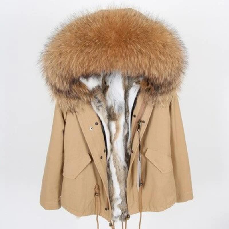 Men's Winter Casual Warm Short Hooded Parka With Raccoon Fur