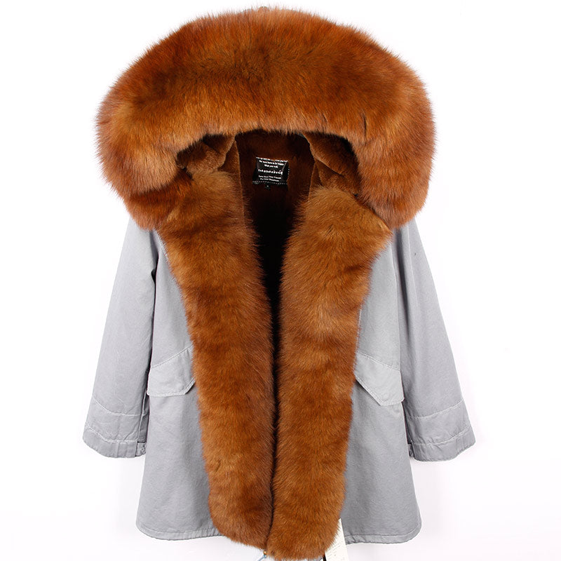 Women's Winter Casual Long Hooded Parka With Raccoon Fur