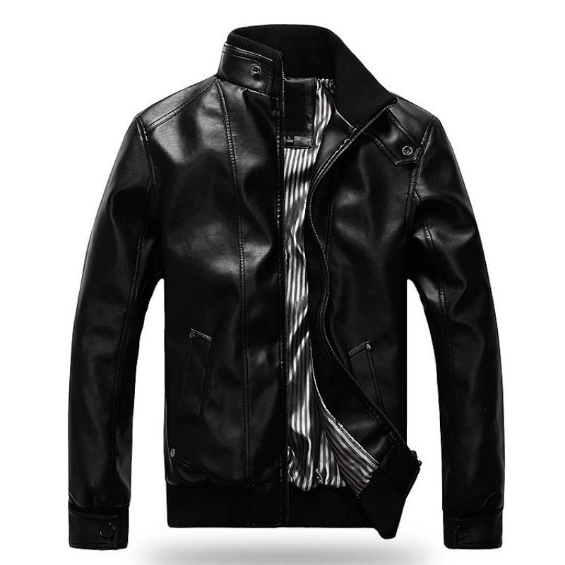 Men's Casual Leather Jacket With Zipper