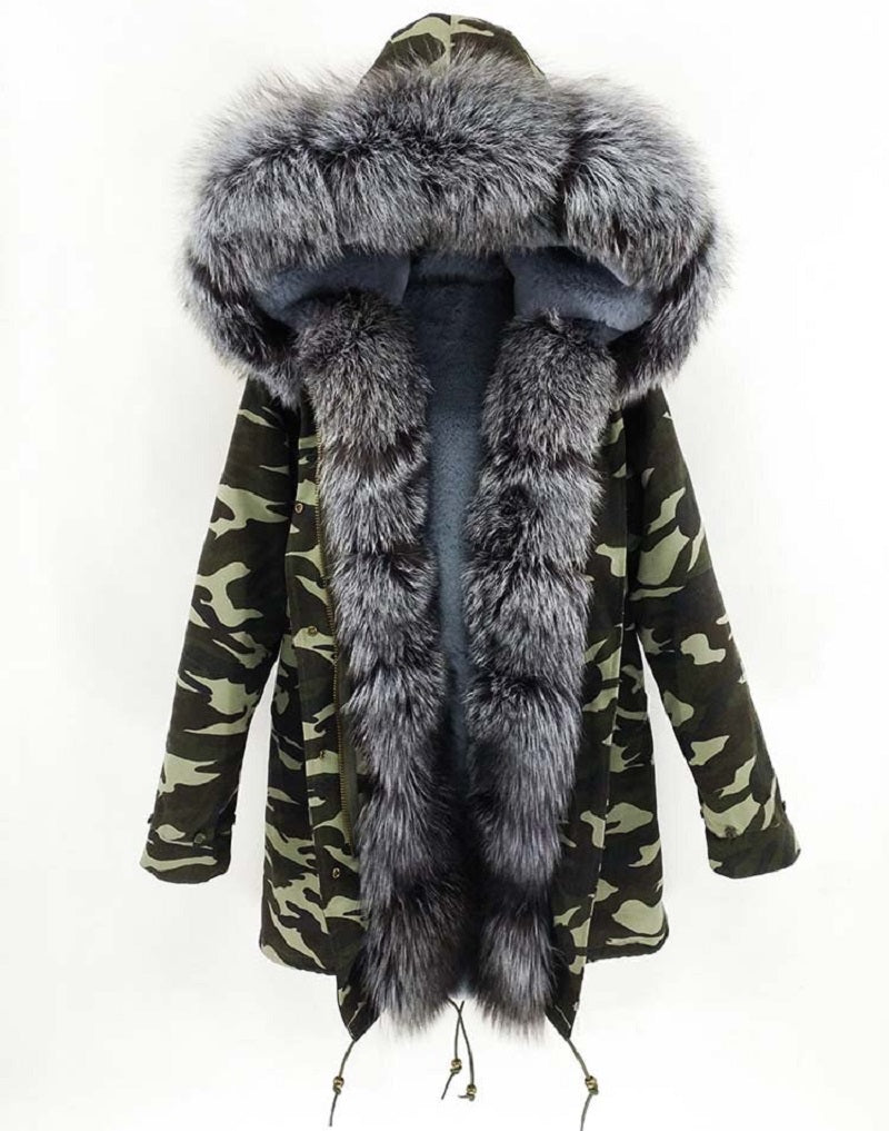 Women's Winter Casual Slim Long Parka With Fox Fur