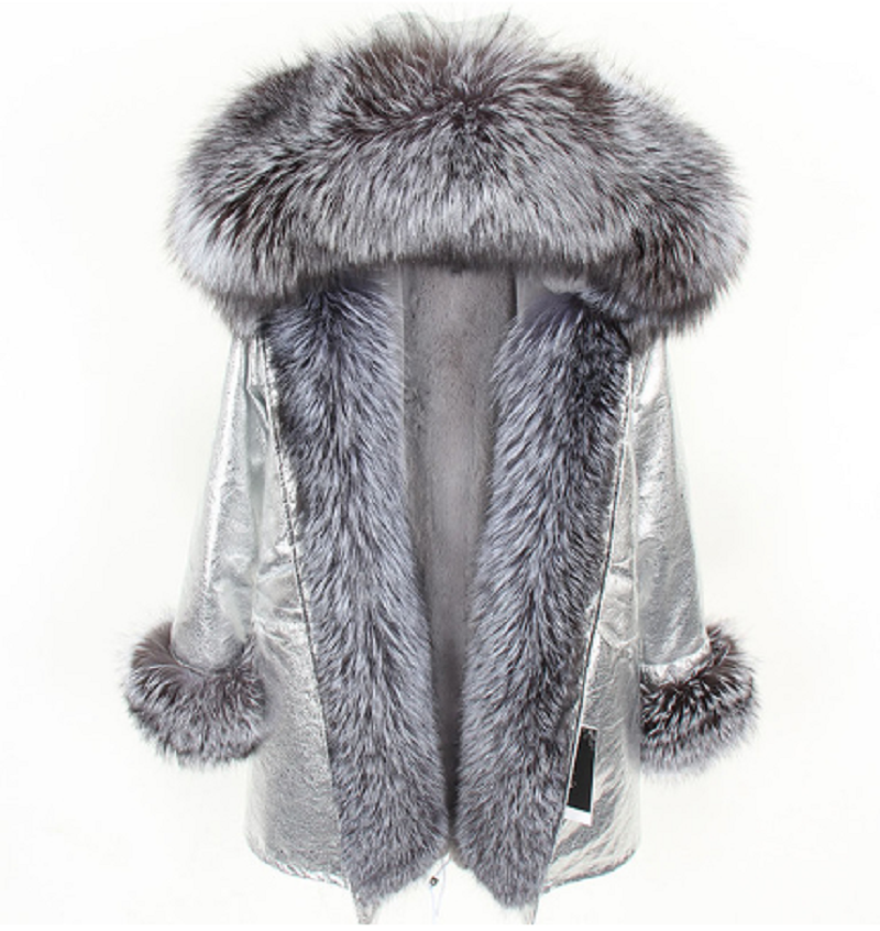 Women's Winter Casual Thick Long Hooded Parka With Fox Fur
