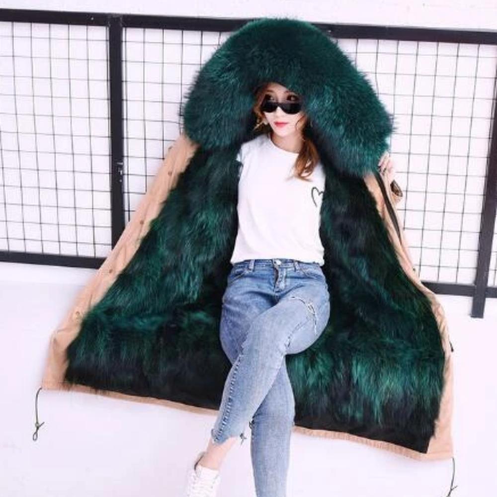 Women's Winter Casual Long Hooded Parka With Fox Fur