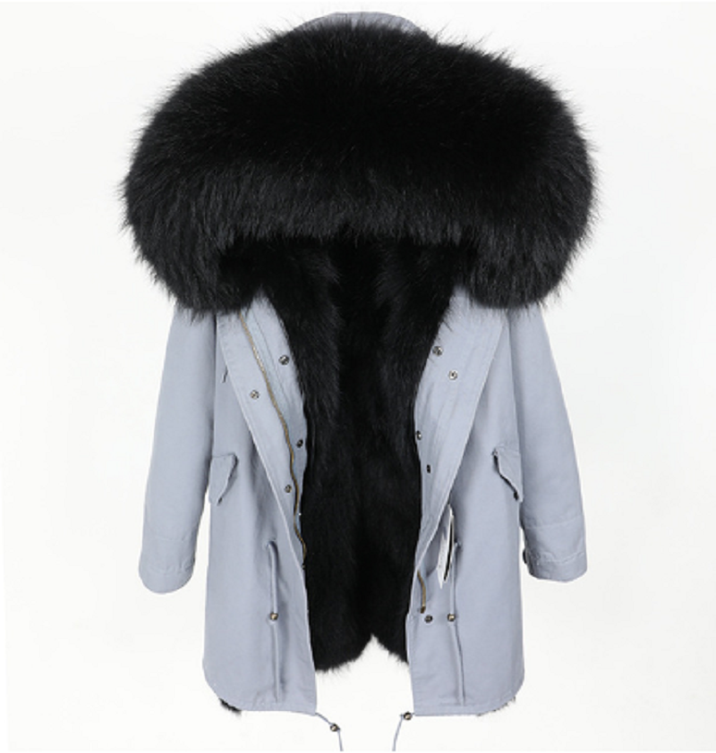 Women's Winter Casual Long Hooded Thick Parka With Raccoon Fur