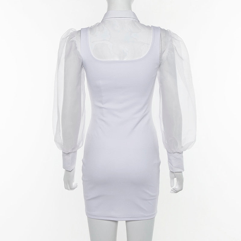 Women's Summer/Autumn Long Sleeve Split Mini Dress