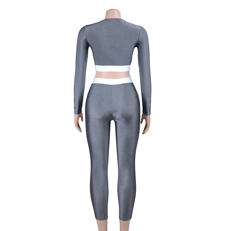 Women's Casual Skinny O-Neck Two-Piece Fitness Set | Top And Leggings