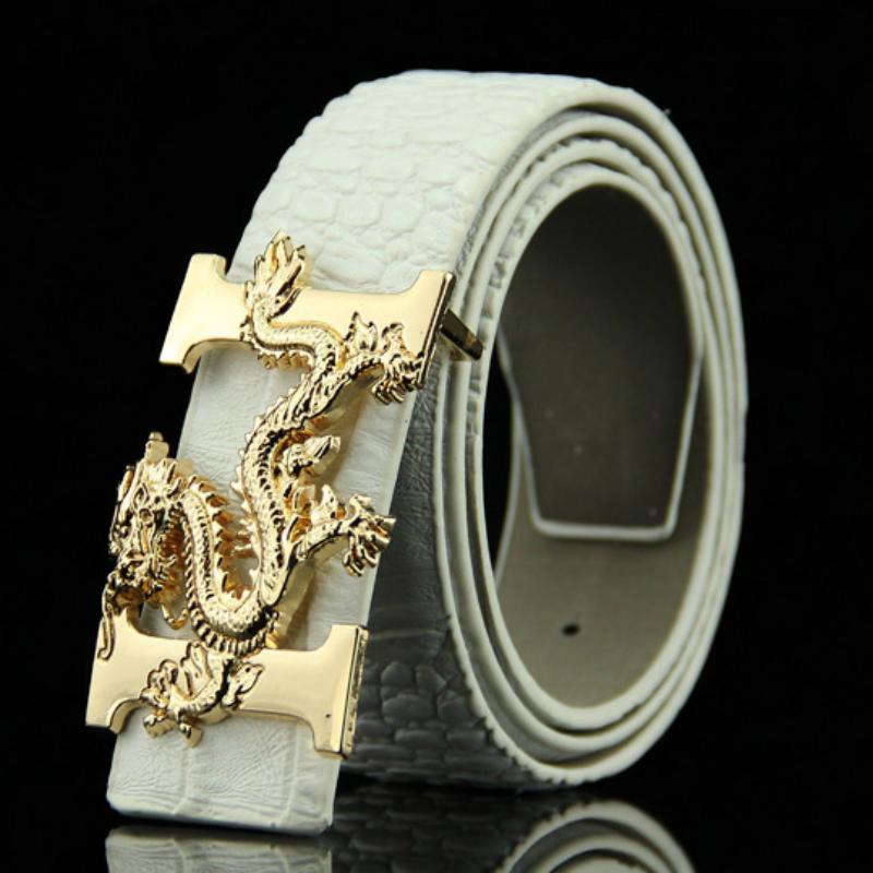 Men's Leather Belt With Dragon Shaped Buckle