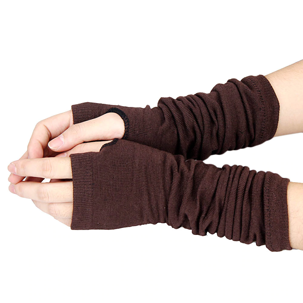 Women's Winter Knitted Fingerless Long Gloves