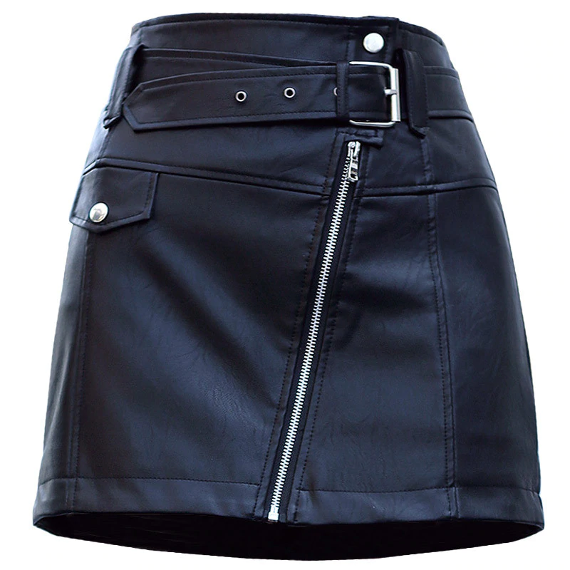 Women's Spring/Summer Casual High-Waist PU Leather Slim Skirt