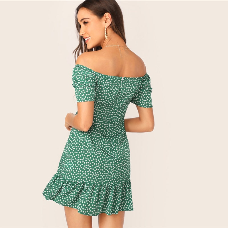 Women's Summer Off-Shoulder High-Waist Mini Dress