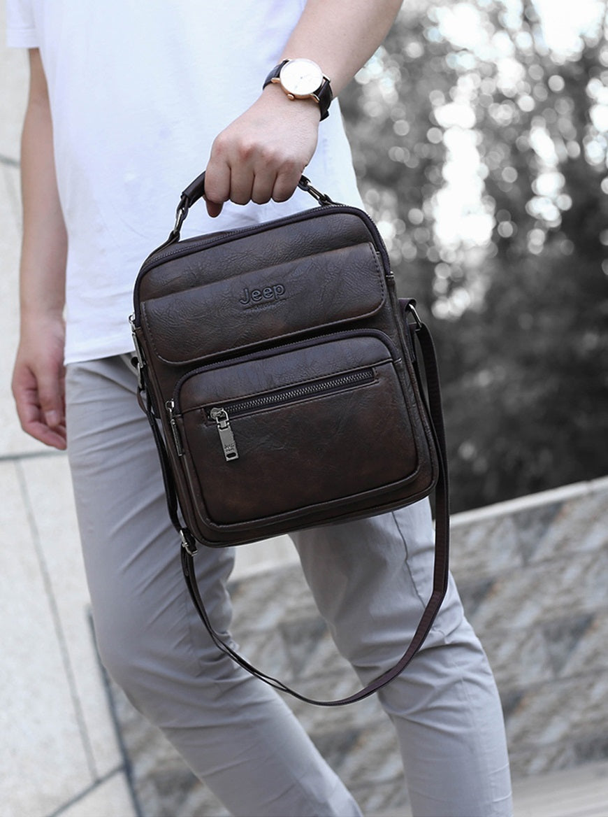 Men's Leather Shoulder Bag For 9.7 Inch iPad