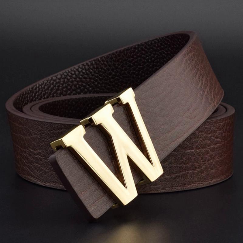 Men's Genuine Leather Belt With W-Shaped Buckle