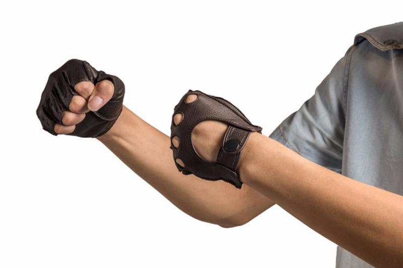 Men's Genuine Leather Fingerless Gloves