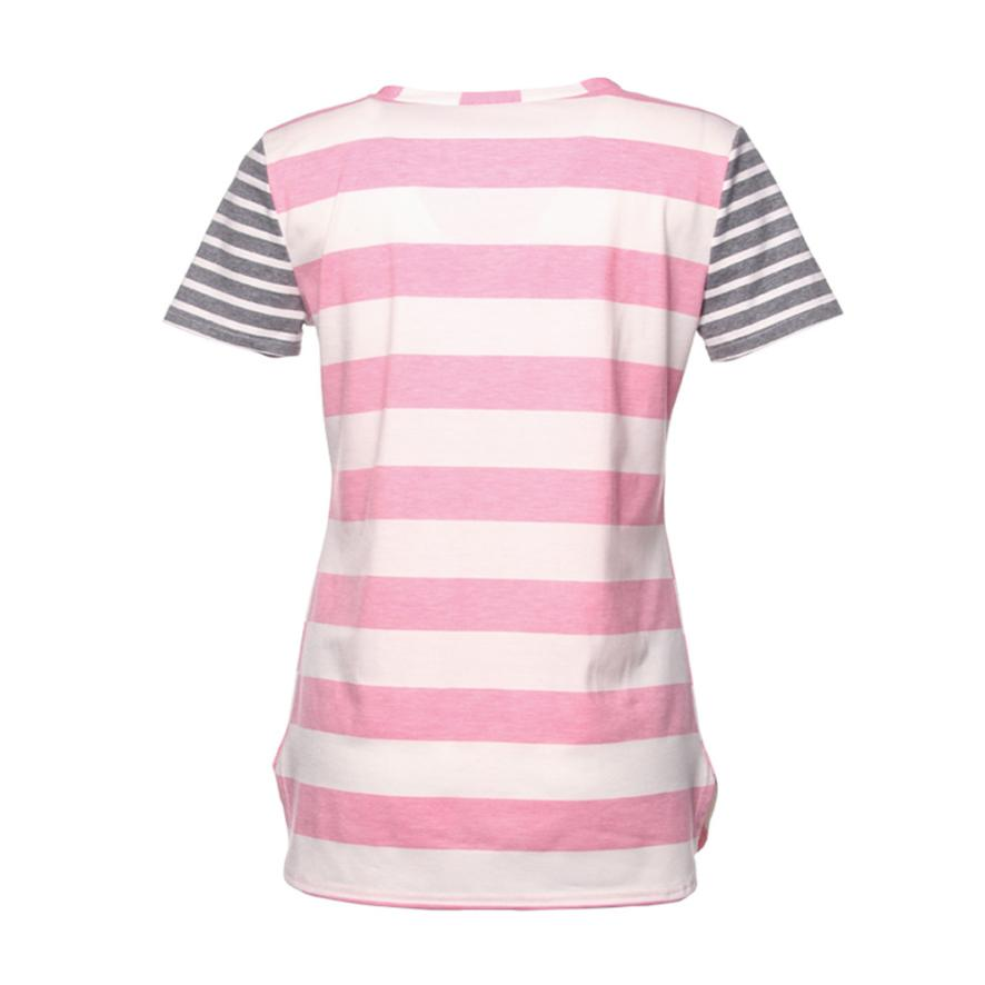 Women's Casual Striped V-Neck Short-Sleeved T-Shirt