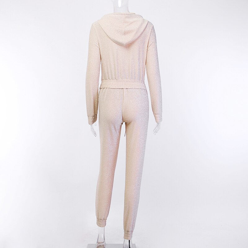 Women's Autumn Long Sleeve Elastic Slim Two-Piece Suit