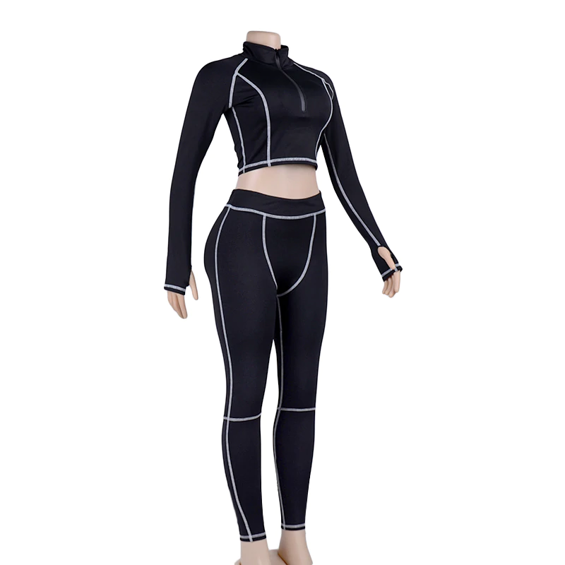 Women's Casual Spandex O-Neck Two-Piece Fitness Set | Top And Leggings
