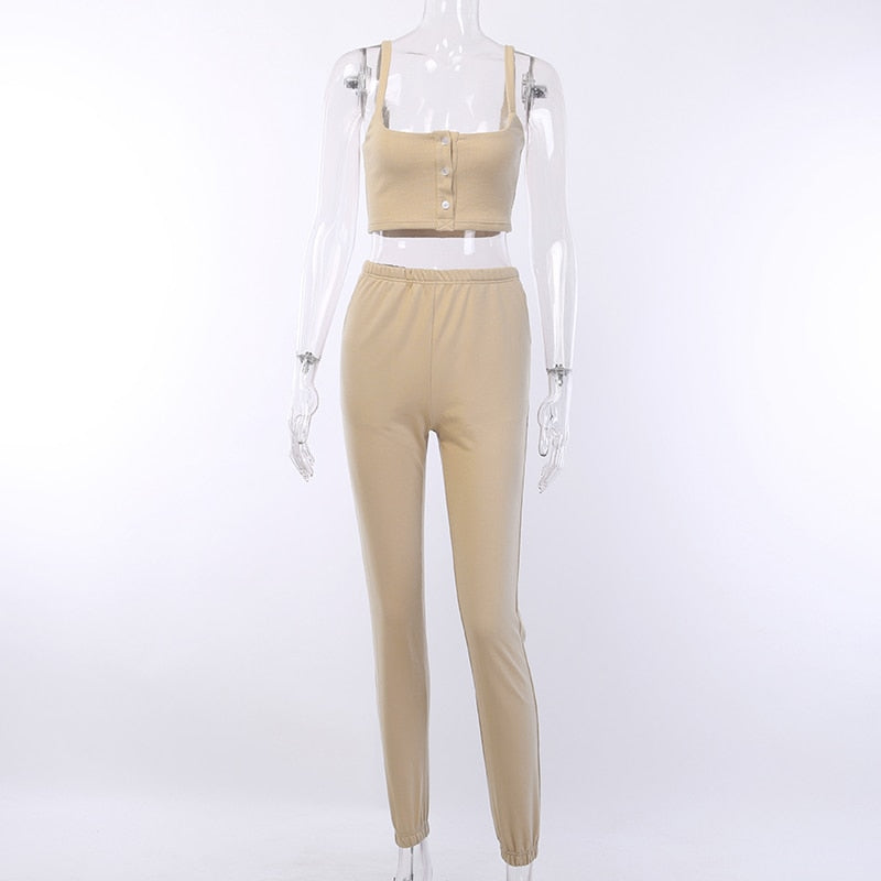 Women's Cotton Elastic Slim Two-Piece Suit