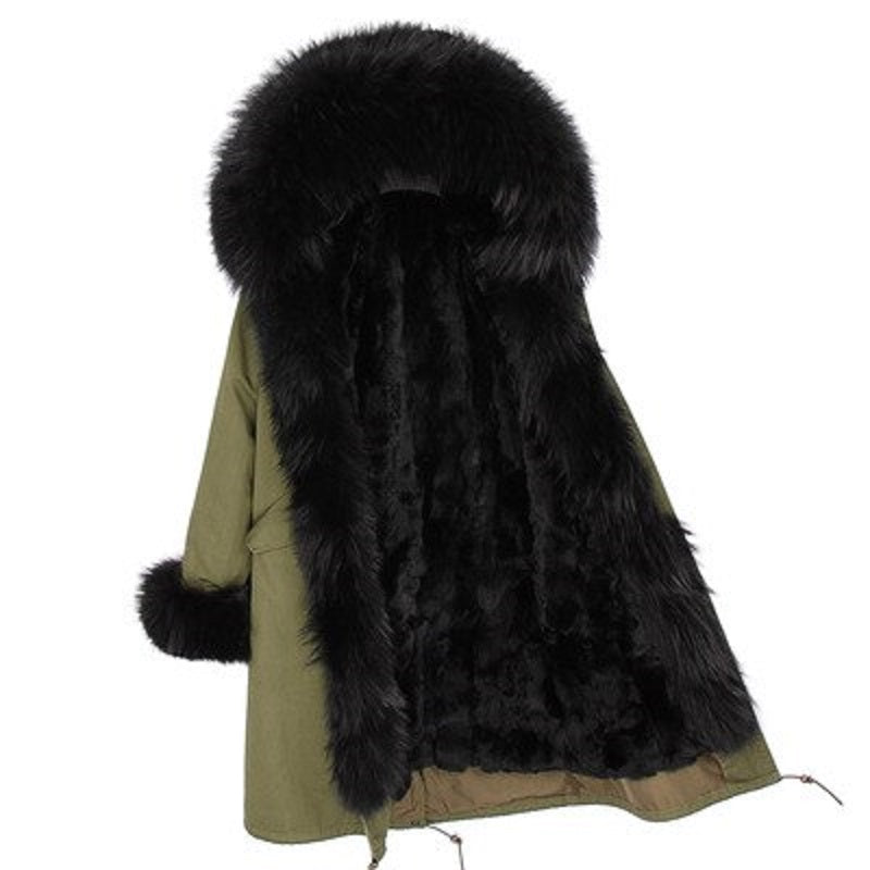 Women's Winter Casual Warm Slim Long Parka With Raccoon Fur