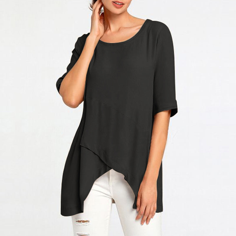 Women's Summer Casual Cotton Loose Blouse With Pockets
