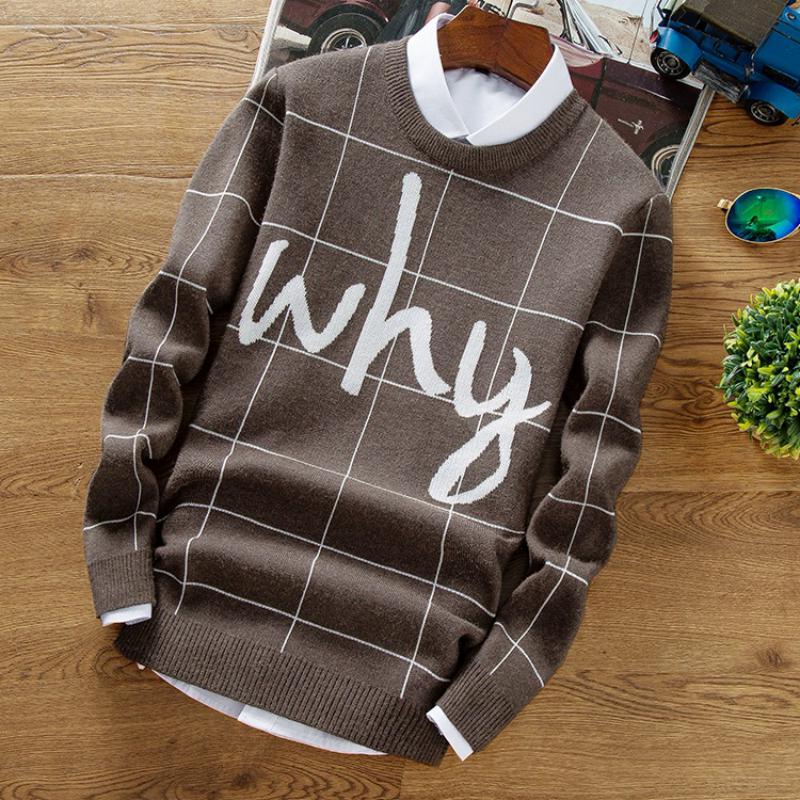 Men's Casual Knitted Printed Sweater "Why"
