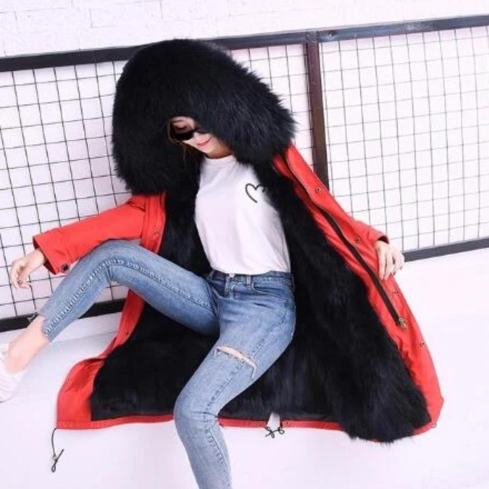Women's Winter Casual Long Hooded Parka With Fox Fur