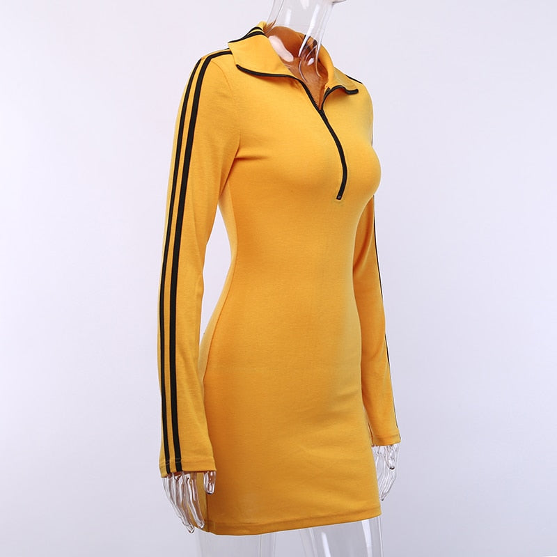 Women's Autumn Casual Bodycon Mini Dress With Stripes