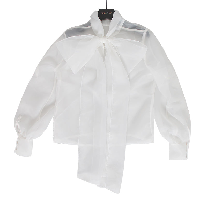 Women's Polyester Lace-Up Blouse With Buttons