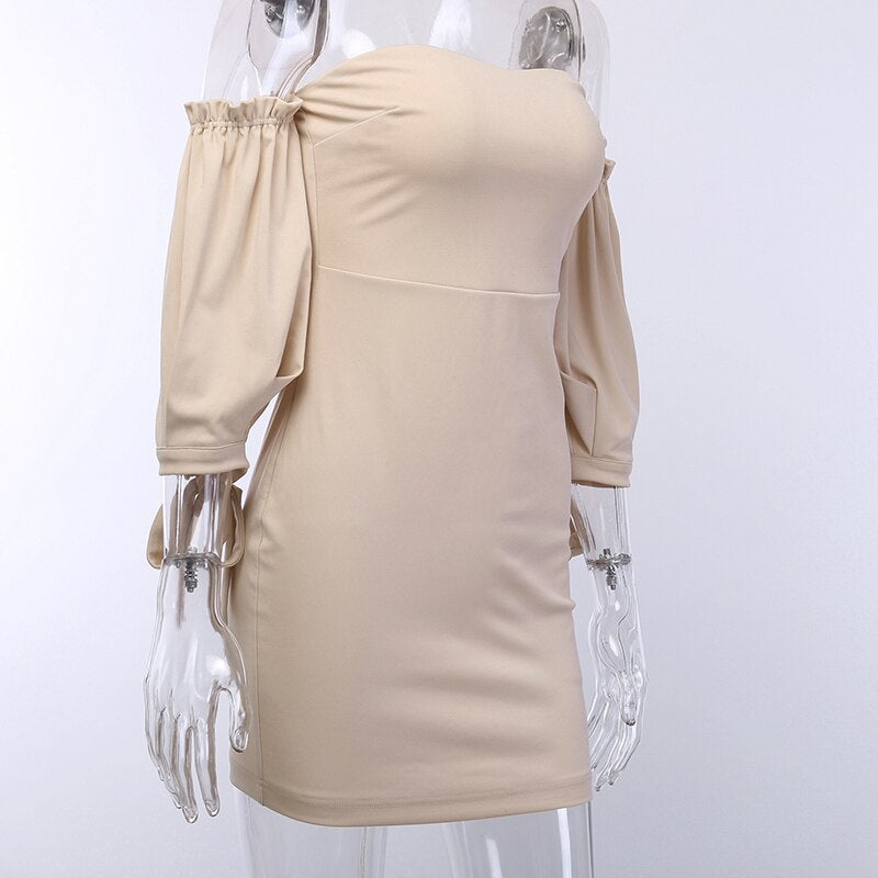 Women's Off Shoulder Solid Strapless Mini Dress