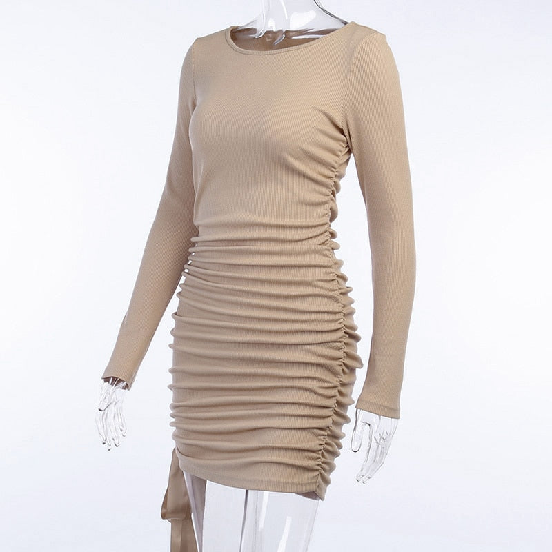 Women's Autumn Long Sleeve Slim Elastic Mini Dress
