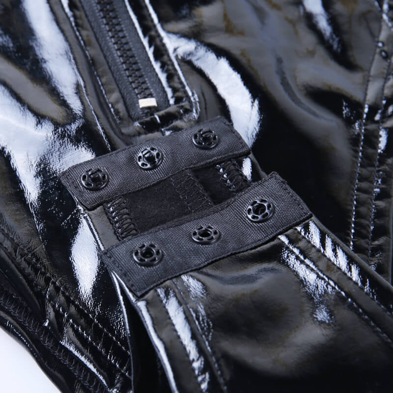 Women's Summer Sleeveless Zipper Faux Leather Bodysuit