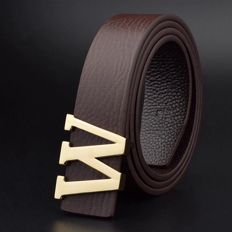 Men's Genuine Leather Belt With W-Shaped Buckle