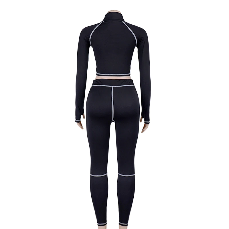 Women's Casual Spandex O-Neck Two-Piece Fitness Set | Top And Leggings