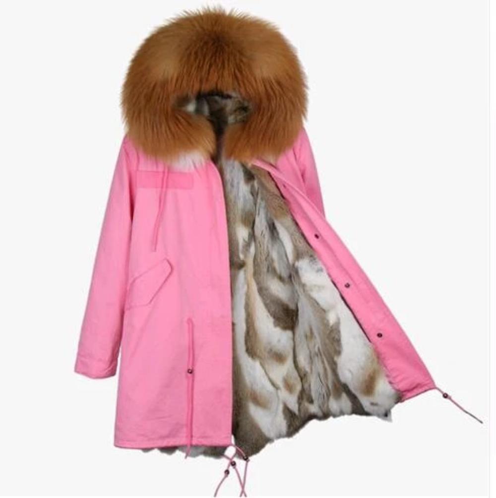 Women's Winter Casual Slim Long Warm Parka With Raccoon Fur