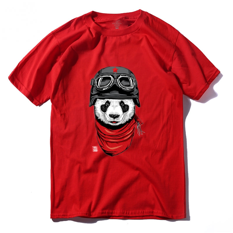 Men's Summer Casual Cotton T-Shirt With Printed Panda
