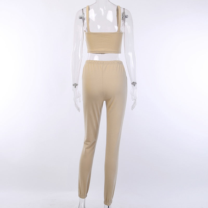 Women's Cotton Elastic Slim Two-Piece Suit