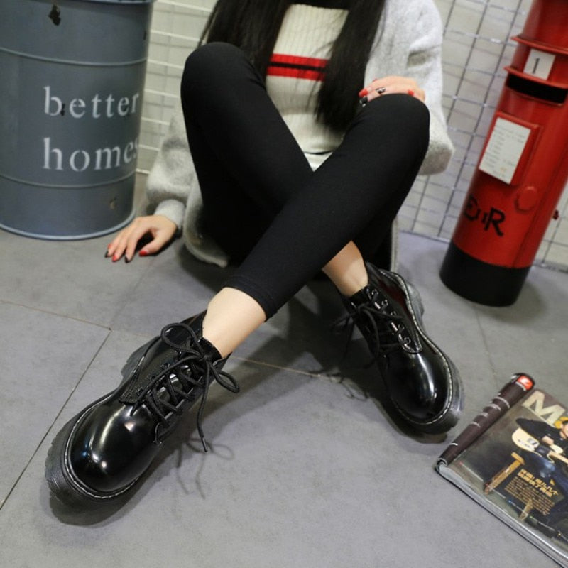 Women's Autumn/Winter Platform Leather Ankle Boots