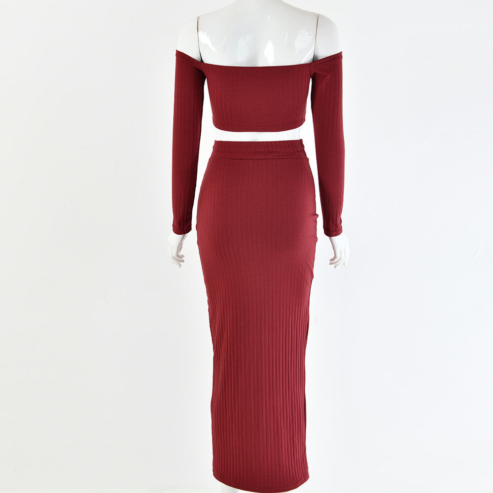 Women's Sheath Knitted Two-Piece Long Dress