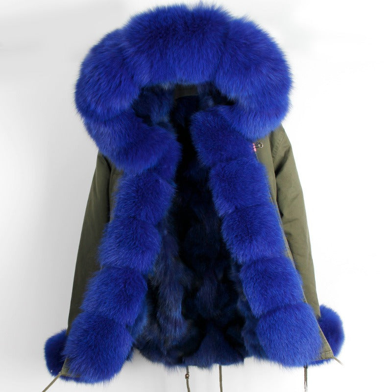Women's Winter Casual Acrylic Hooded Parka With Fox Fur