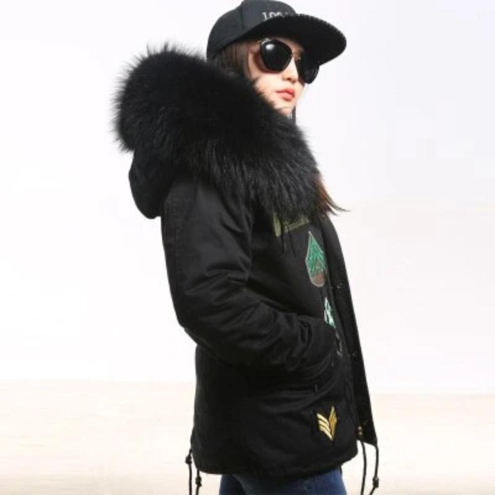 Women's Winter Casual Acrylic Short Parka With Raccoon Fur