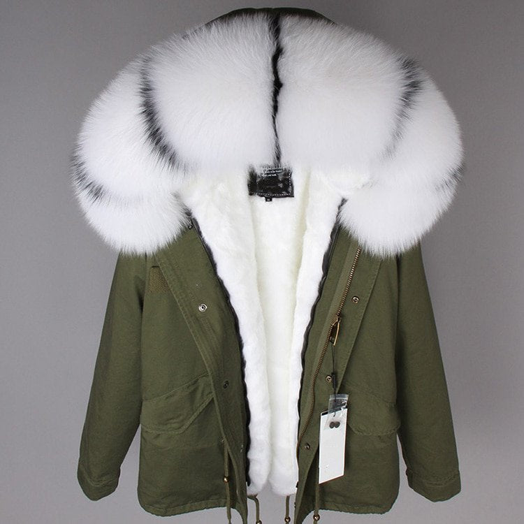 Women's Winter Casual Hooded Thick Long-Sleeved Parka With Fox Fur