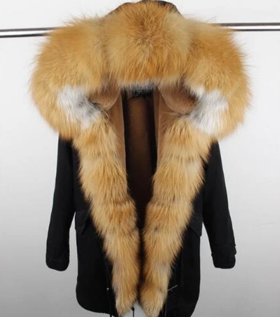 Women's Winter Casual Warm Spandex Parka With Fox Fur