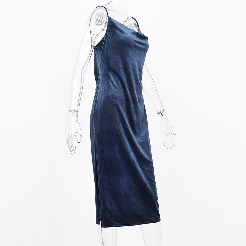 Women's Velvet Slim Backless Split Dress