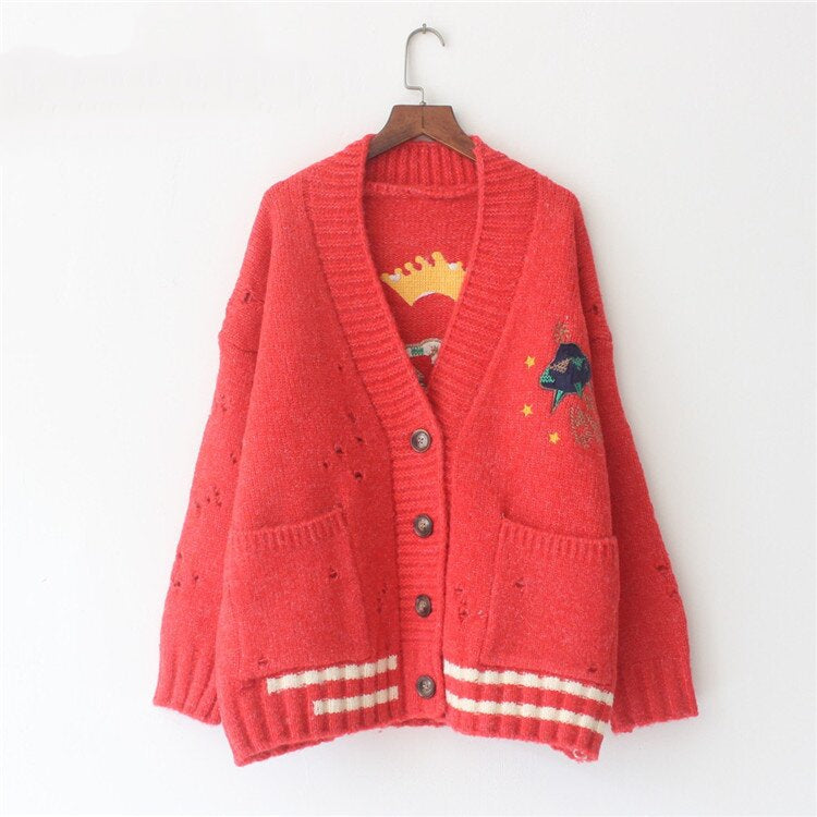 Women's Autumn/Winter Casual Knitted V-Neck Cardigan